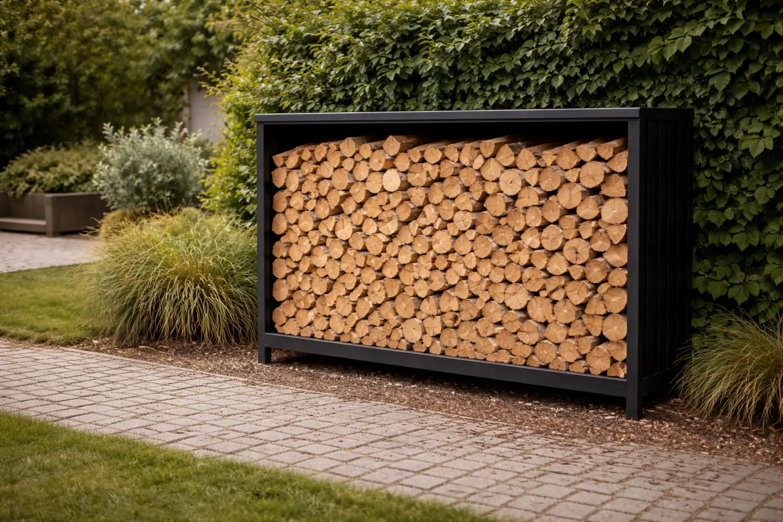 haardhout opslag in tuin