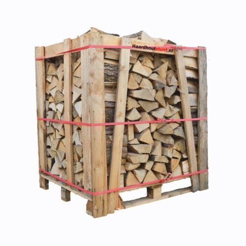 Essenhout haardhout ovengedroogd 1m³ gestapeld op pallet