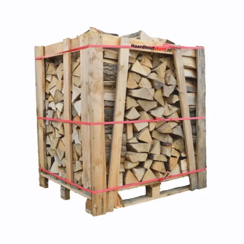 Beukenhout haardhout ovengedroogd 1m³ gestapeld op pallet