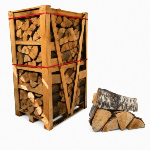 grote pallet berkenhout Berken haardhout ovengedroogd 1,8m³ gestapeld op pallet (hele pallet)